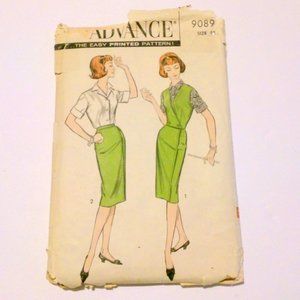 Vtg Advance Pattern 9089 Misses Skirt Weskit Blouse  Size 12 Bust 32 1960s Uncut